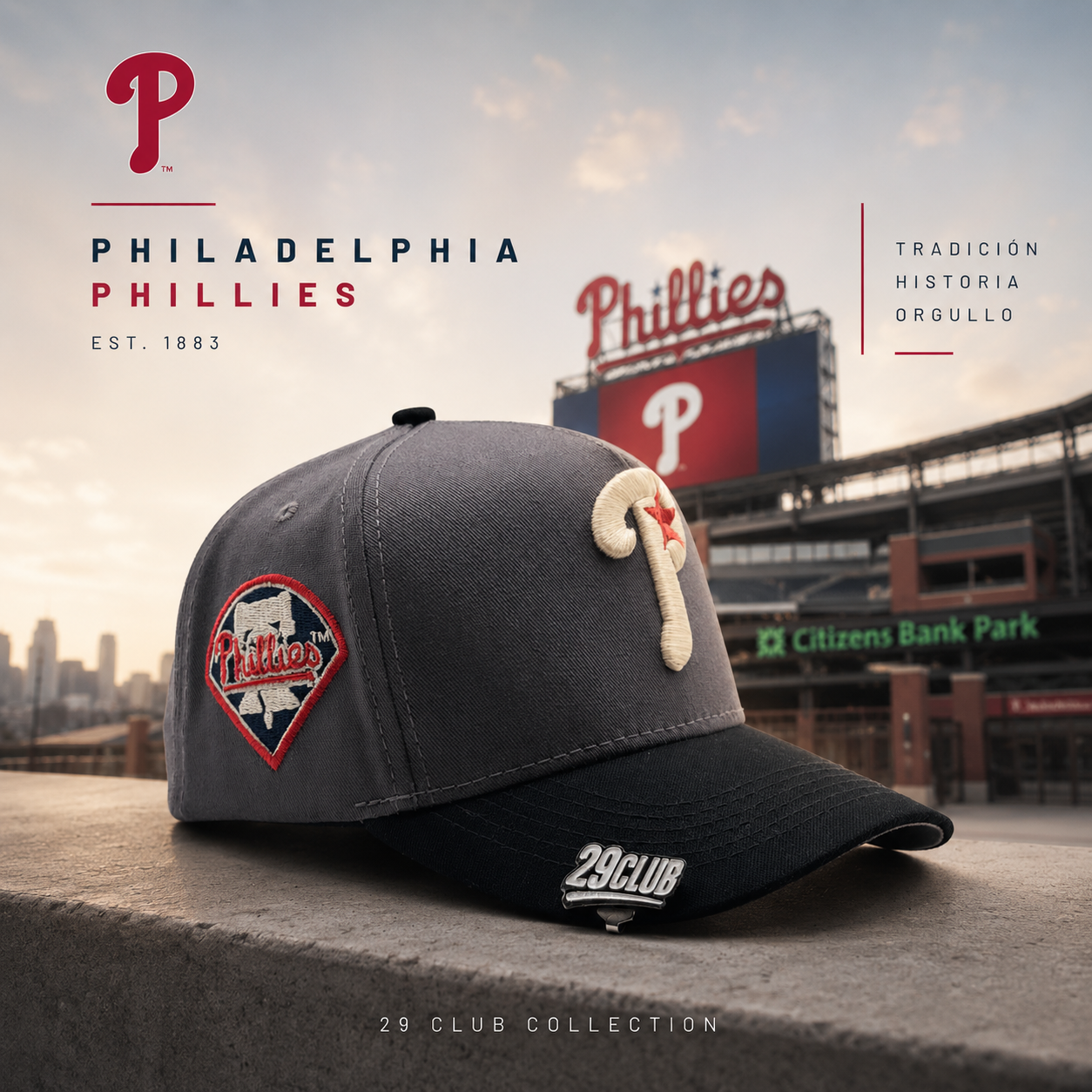 PHILLIES DE PHILADELPHIA GRIS / NEGRO